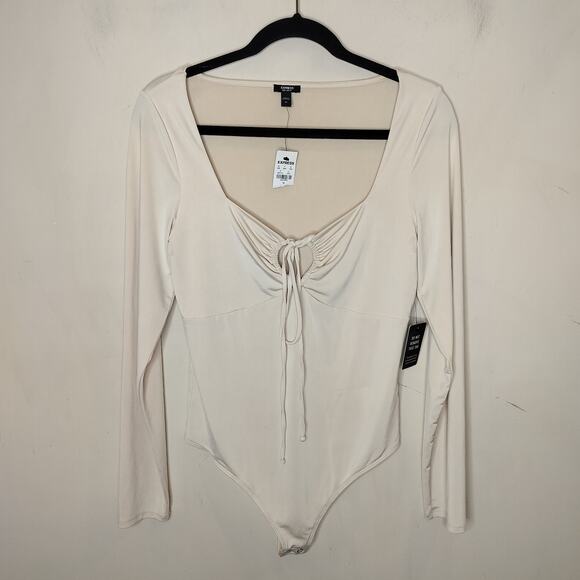 Express Bodysuit Body Contour Beige Stretch Cutout - Picture 1 of 8